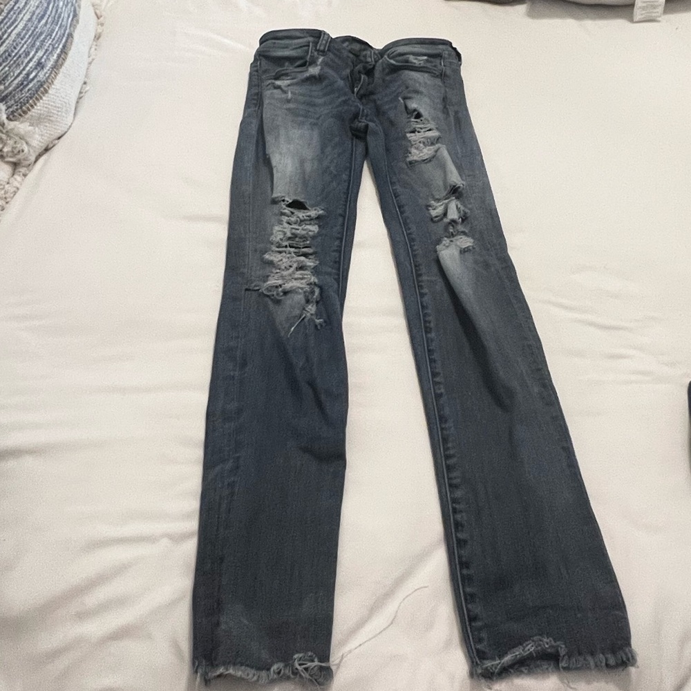 American Eagle Outfitters Distressed Dark Gray Skinny Jeans